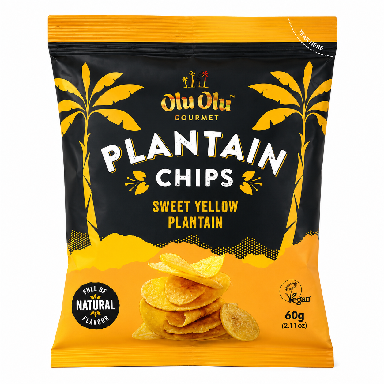 OluOlu Gourmet Plantain Chips Sweet Yellow Plantain 60g