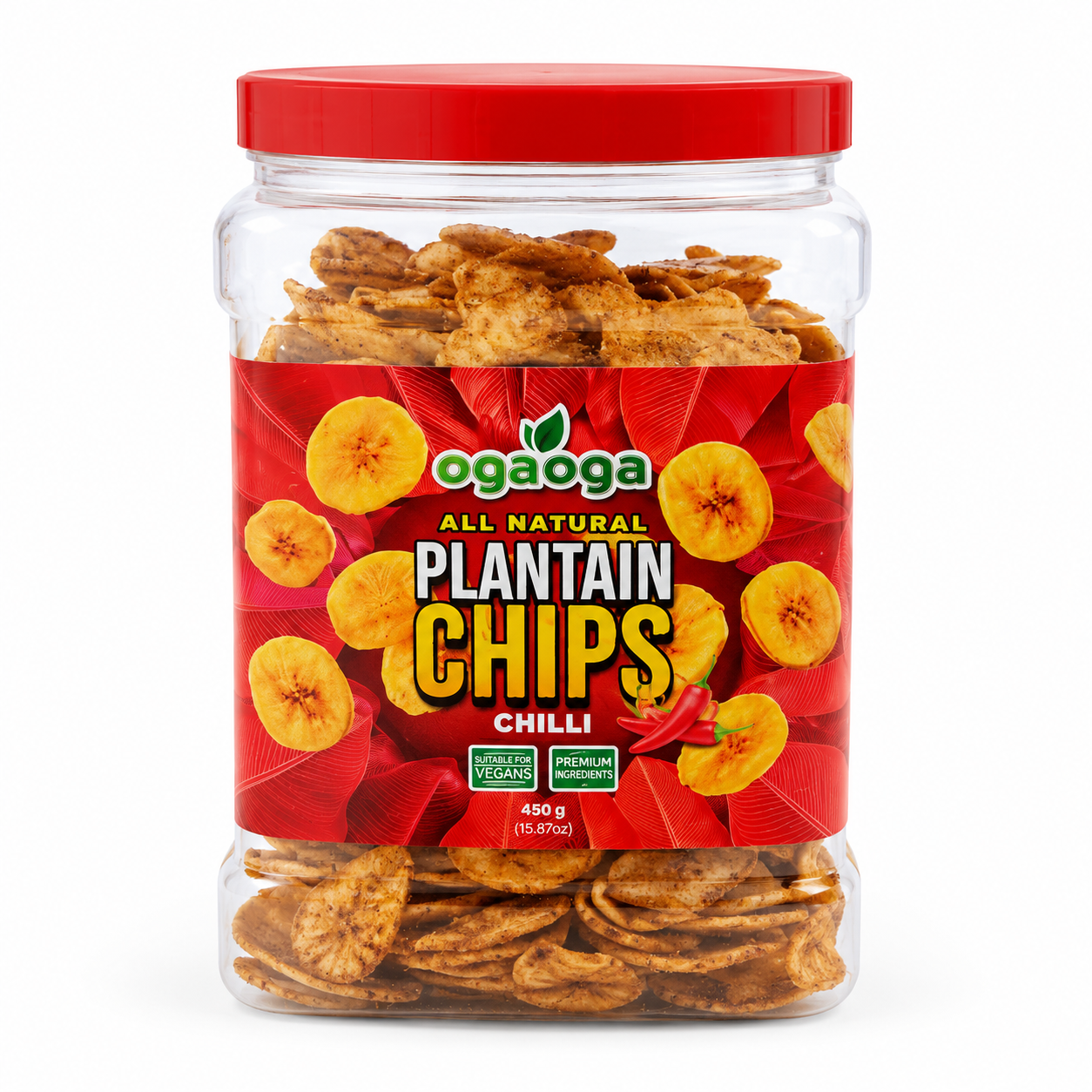 OgaOga All Natural Plantain Chips Chilli 450g